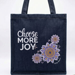 Choose More Joy Denim Tote Bag