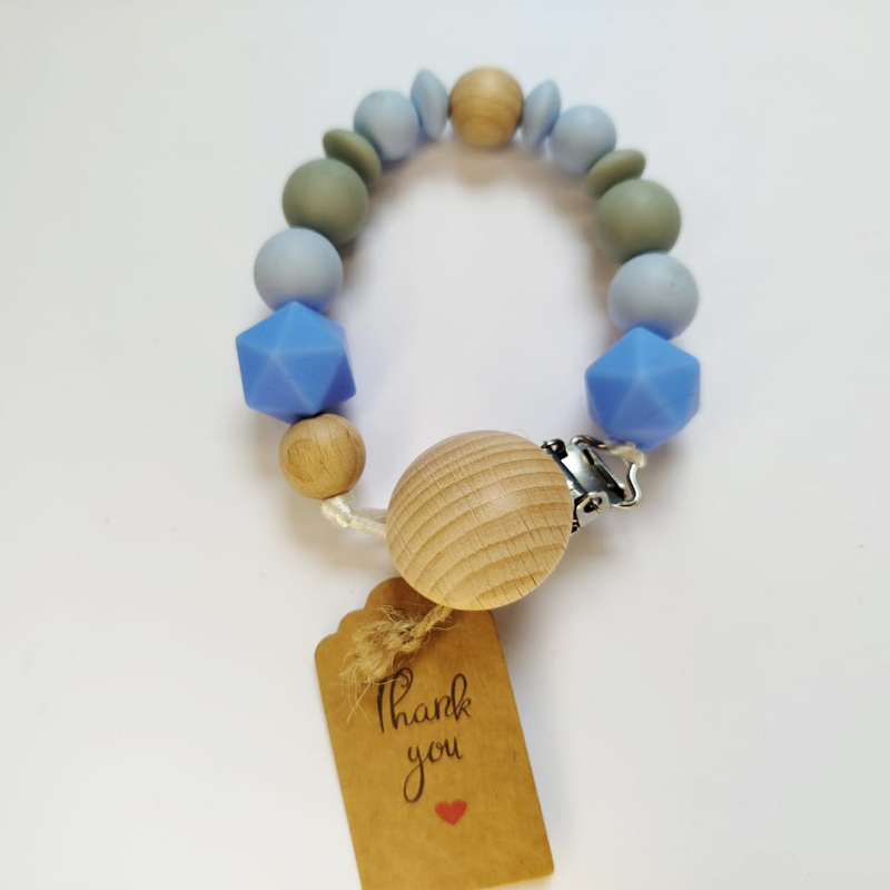 Silicone and Wood -Pacifier Clip