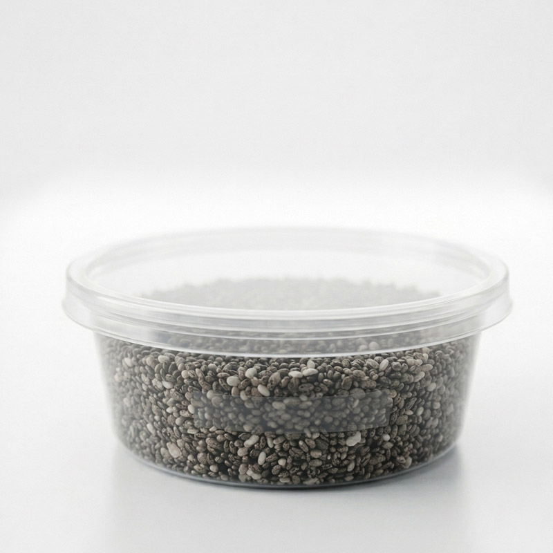 Container of Chia Seeds Goop for sensory play and Goop Kits