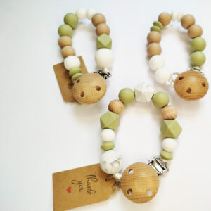 Silicone and Wood Pacifier Clip – Light Camo Collection